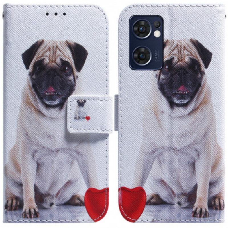 δερματινη θηκη Oppo Find X5 Lite Pug Dog